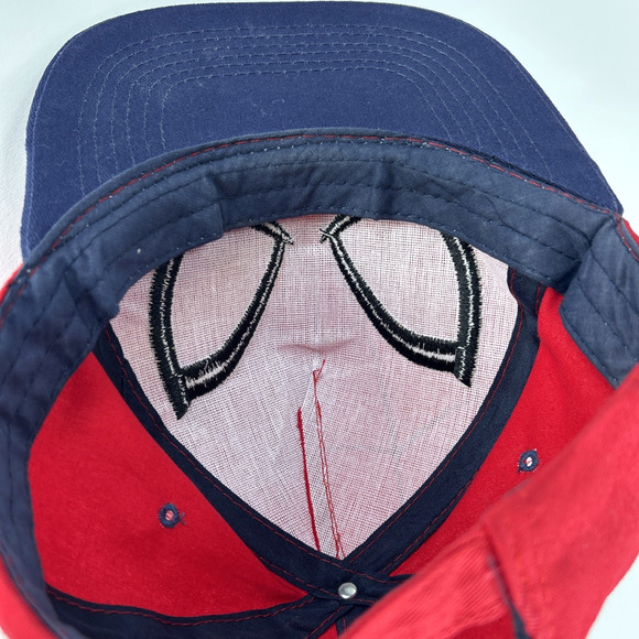 Marvel Spiderman Face Baseball Hat Red/Blue Adjustable Cloth Band Unisex - Picture 12 of 12